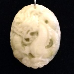 - 🐲 Beautiful dragon carved in solid White Jade on a black choker🐉